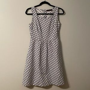 Chambray color w/ white polka dots knee-length fit & flare dress w/ pockets NWOT